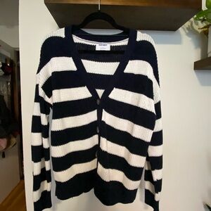 Old Navy cardigan navy and white stripped. Large